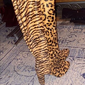 Animal Print knee high heels